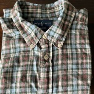 Ralph Lauren Men's Checkered Shirt - Green and Brown